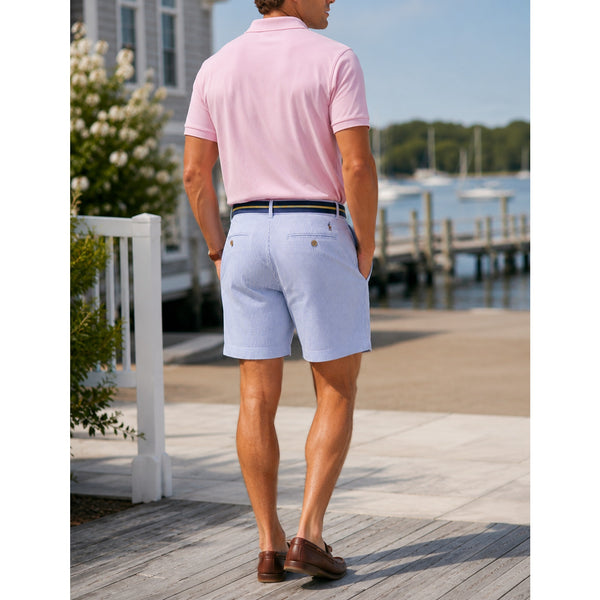 Polo Ralph Lauren Blue White Seersucker Stretch Classic Fit Shorts Sz. 34 NWT