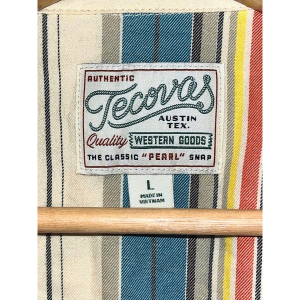 Tecovas Flying T Foundation Weight Pearl Snap Shirt NWT Large Western Stripe