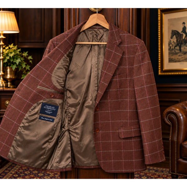 Charles Tyrwhitt Wool Cashmere Windowpane Blazer Sport Coat 42R English Cloth