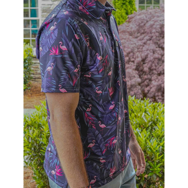 Greater Half GH Polo Shirt Mens XL Flamingo Mingos Polo Performance Golf Stretch