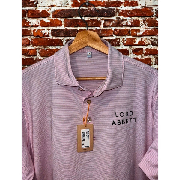 Peter Millar Lord Abbett Polo Mens M Summer Comfort Jubilee Stripe Pink NWT