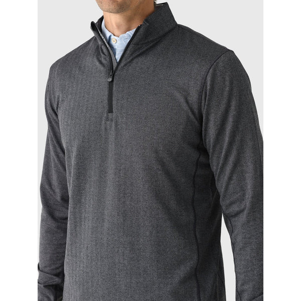 Greyson Tate Mockneck Pullover Men's M Gray Herringbone 1/4 Zip Golf Stretch