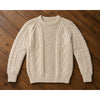 Aran Irish Wool Sweater Mens L Fisherman Cable Knit Chunky Cream Handmade