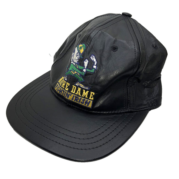 Notre Dame Fighting Irish Hat Leather Hat Cap NCAA Jeff Hamilton Vintage 90s