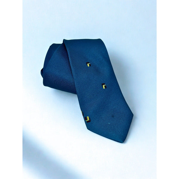 Giorgio Armani 100% Silk Tie Made in Italy Vintage Blue Geometric Pattern