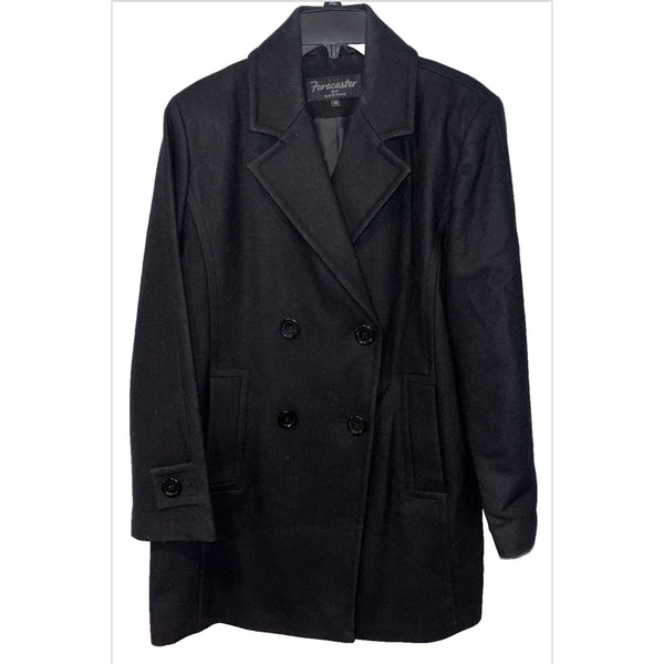 VTG Forecaster Of Boston Pea Coat Jacket Women 10 Black Wool Double Breasted USA