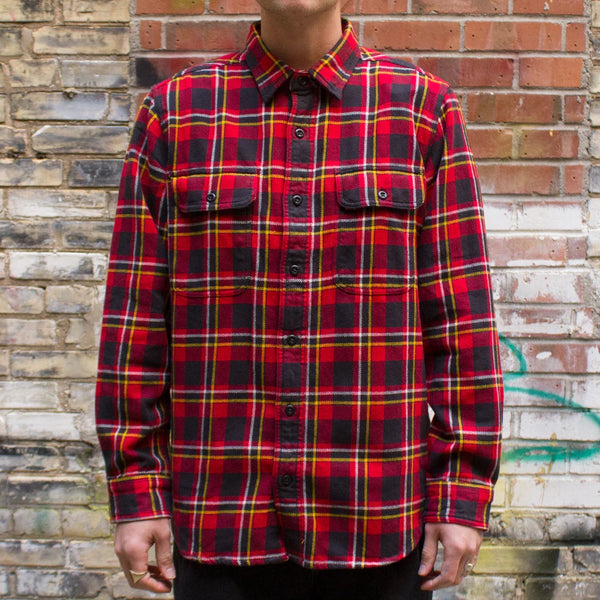 CC Filson Vintage Flannel Work Shirt 11010689 Red Black Gold Plaid Men’s Small
