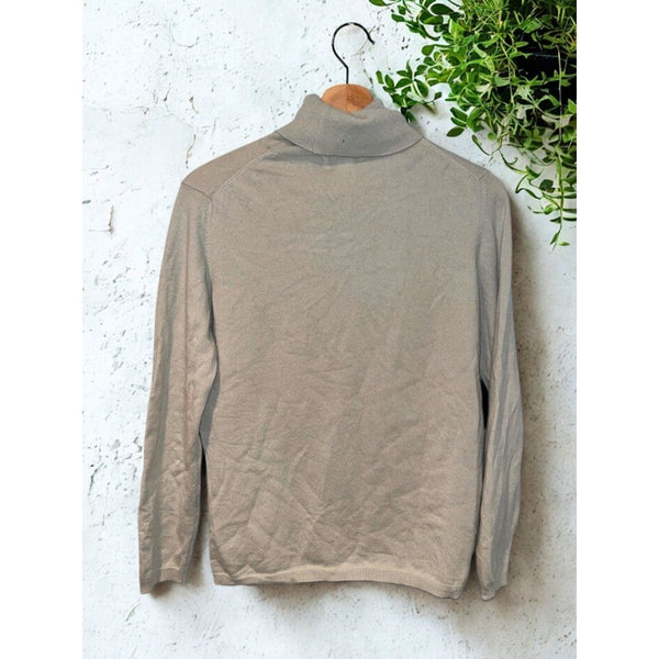 Sutton Studio Bloomingdale’s 100% Cashmere Turtleneck Sweater Womens M Taupe