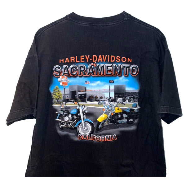 Harley Davidson Life Begins When You Get One Sacramento XL Hanes Beefy-T Biker T