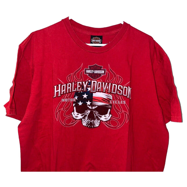 Harley Davidson Davenport Iowa Patriotic Skull XL Rare Biker T Shirt Tee