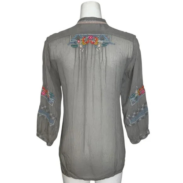 Johnny Was Bethanie Embroidered Rayon Floral Tunic Top Women Size 2XL C28318-4