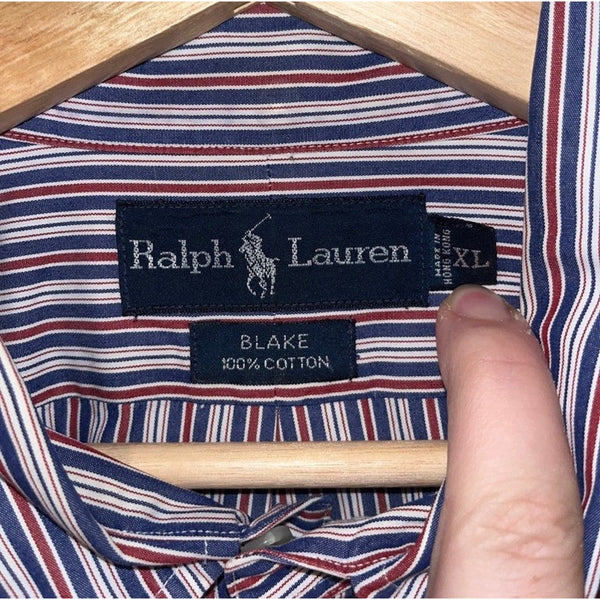 Polo Ralph Lauren Blake Shirt XL Button Down Striped Cotton Vintage