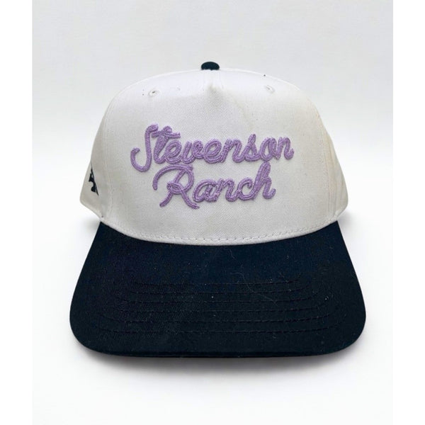 Stevenson Ranch Script Logo Hat White Black Snapback Structured Midtown NWOT