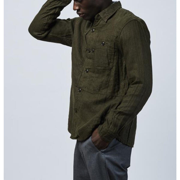 Sage de Cret Linen Wool Winter Overshirt Military Green M Japan NF-1807 Rare