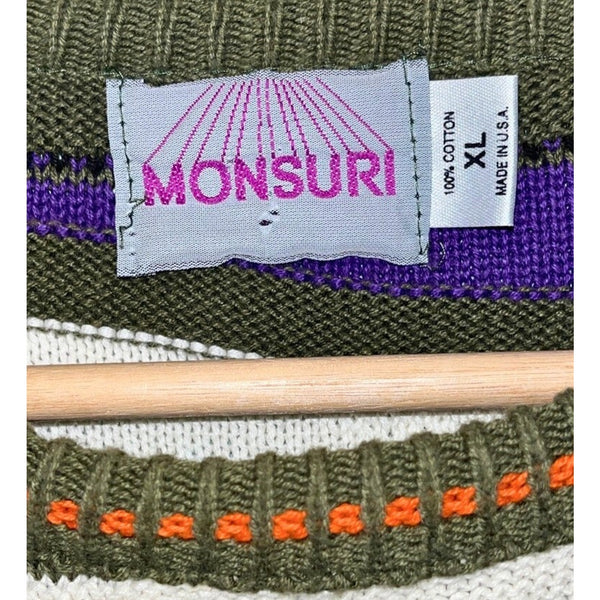 Monsuri Coogi Style 3D Knit Sweater XL Vintage USA 100% Cotton Biggie