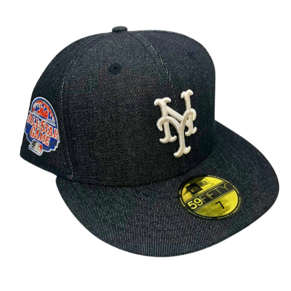 New York Mets Denim Hat Baseball New Era 59FIFTY Black Cap All Star Game Size 7