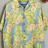 Tommy Bahama Silk Hawaiian Shirt XL Blue Floral Camp Collar Loop Resort Aloha