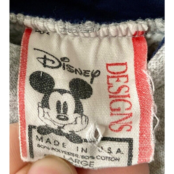 Disney Mickey Mouse Light Gray Sleeveless Hoodie L Made in USA 90s
