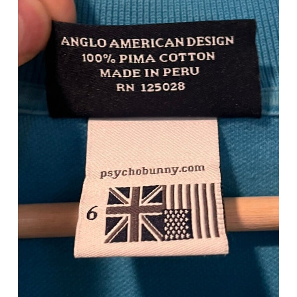 Psycho Bunny Polo Shirt Men’s Sz 6 XL Blue Pima Cotton Short Sleeve Preppy