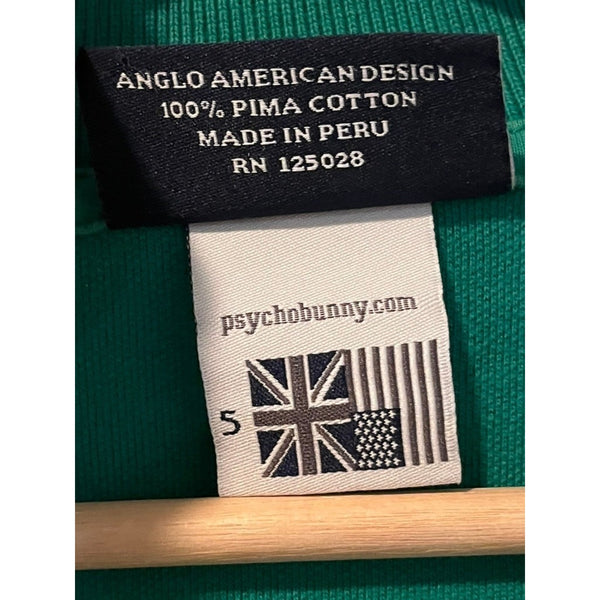 Psycho Bunny Polo Shirt Mens Size 5 L Green Pima Cotton Short Sleeve Preppy
