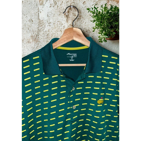 Augusta National Masters Tech Golf Polo Green Yellow Sz M EUC