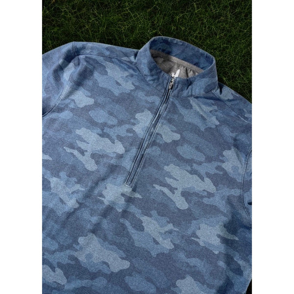 Johnnie-O Rodney 1/4 Zip Pullover XL Slate Blue Camo Microfleece Golf EUC