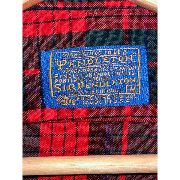 Pendleton Virgin Wool Shirt Red Black Tartan Plaid Made USA M NWT Deadstock VNTG