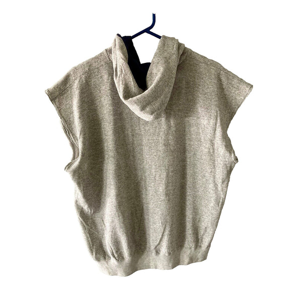 Disney Mickey Mouse Light Gray Sleeveless Hoodie L Made in USA 90s