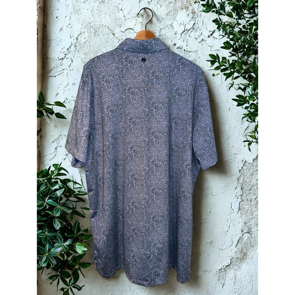 Greyson Erin Hills Den of Thieves Golf Polo Shirt XL Blue Dragon Print Stretch