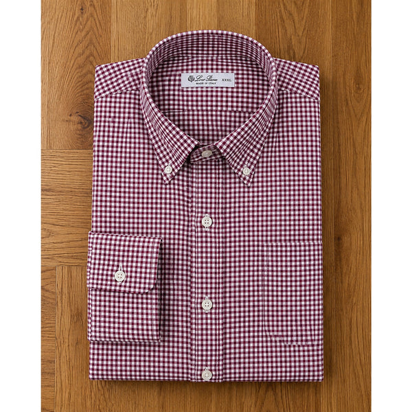 Loro Piana Italy Cotton Flannel Red Gingham Button Down Shirt Men's 3XL MAB1852