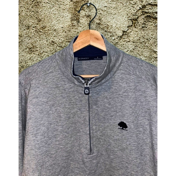 B Draddy 1/4 Zip Pullover Men’s Large Gray Pima Cotton Blend Golf Performance