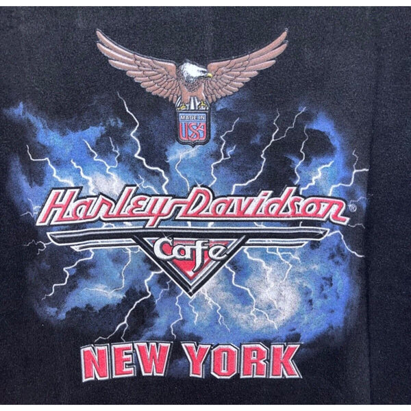 Harley Davidson Cafe New York Motorcycle XL No Tag 22x29 Biker T Shirt Tee Y2K