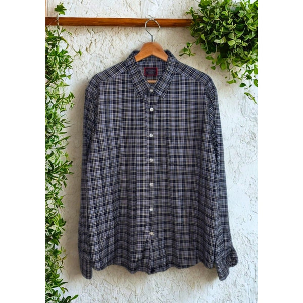 UNTUCKit Pio Cesare Flannel Plaid Shirt XL Long Sleeve Button Front Casual