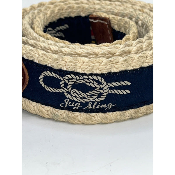 Polo Ralph Lauren Nautical Rope Belt Size 38 Lighthouse Knots D-Ring Vintage