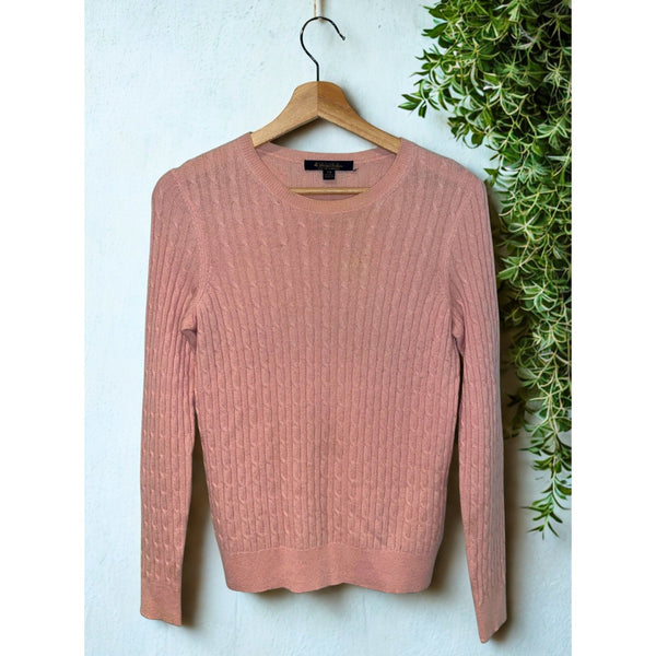 Brooks Brothers Women’s Pink Italian Cashmere Cable Knit Sweater XS