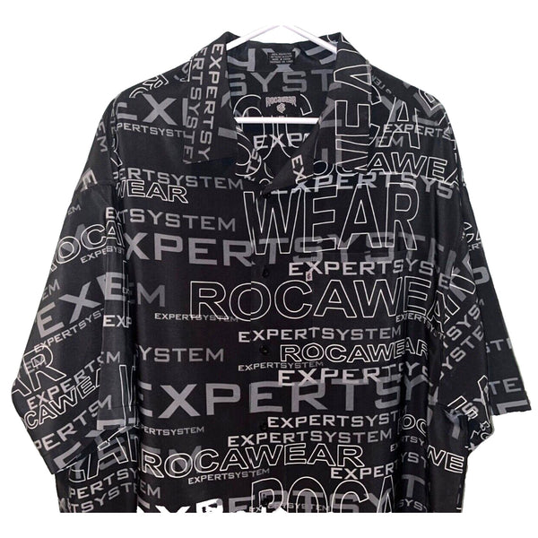 Rocawear Expert System AOP Spellout Button Down S/S Shirt Sz. 2XL Hip Hop