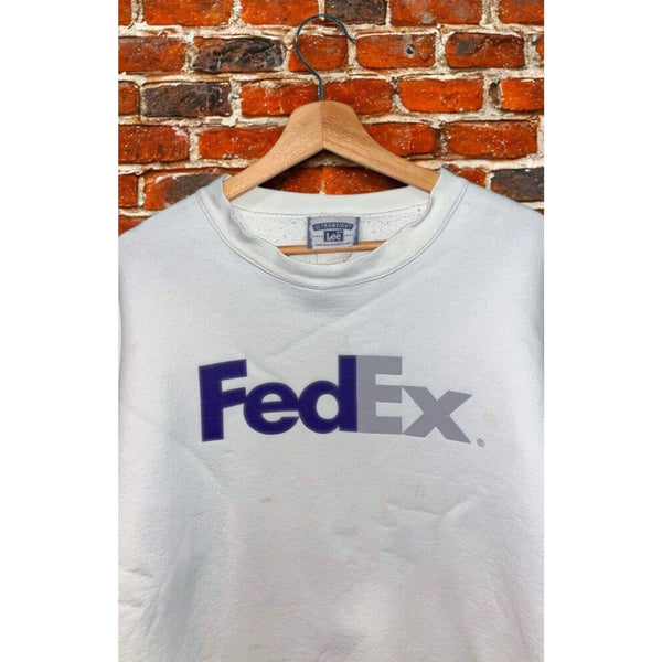 FedEx Lee Ultraweight Sweatshirt Mens Large White Logo Crewneck USA Vintage 90s