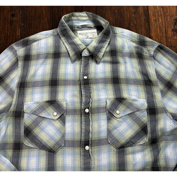 Polo Denim & Supply Ralph Lauren Western Pearl Snap Plaid Shirt Men’s XL EUC