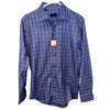 David Donahue Dobby Fine Check Dress Shirt Navy Blue Men's M NWT MSRP $165