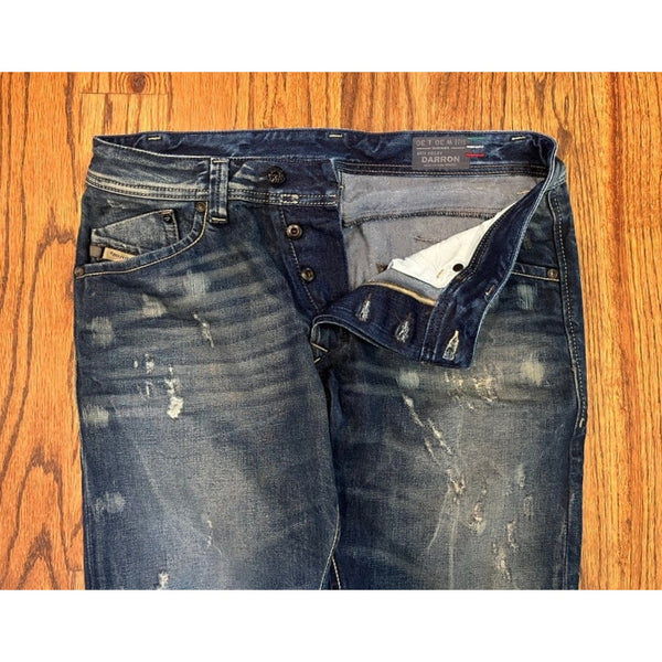 Diesel Darron Jeans Sz. 30x30 Distressed Slim Tapered Italy Designer Denim 0818Y