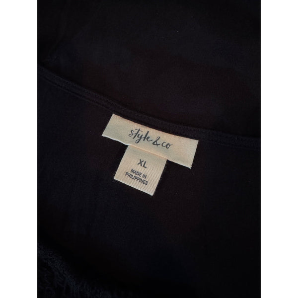 Style & Co Women’s Romantic Charm Deep Black Lace Blouse Size XL NWT MSRP $55