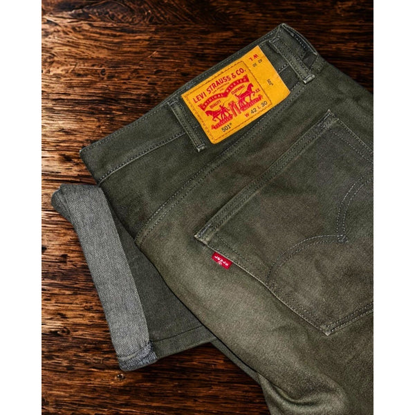 Levi’s 501 Jeans 42x30 Men White Oak Cone Denim Selvedge Olive Green Rare