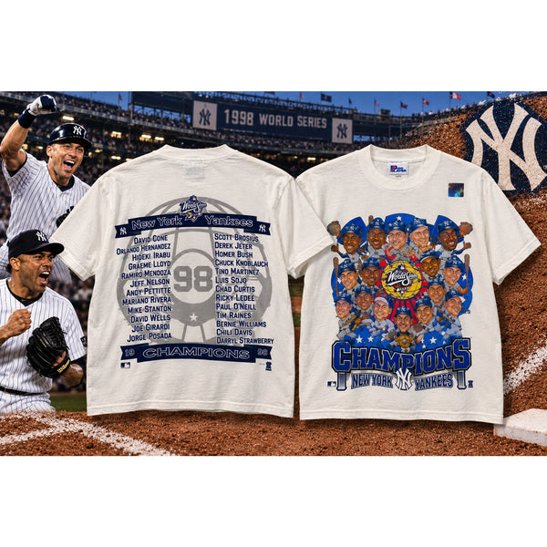 New York Yankees 1998 World Series Champions Caricature T-Shirt Youth 14/16 NWT