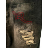 Rocawear Jorts W44 Black Jean Shorts Distressed Ripped Stitch Classic Fit VTG