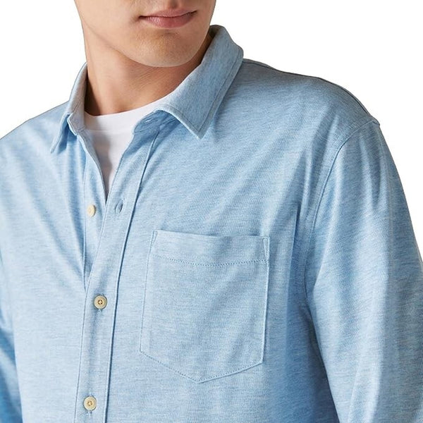 Lucky Brand Tencel Jersey Shirt Mens XL Blue Button Up Long Sleeve