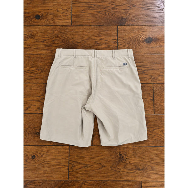 Johnnie-O Mulligan Performance Golf Shorts 34 Light Khaki 9" Stretch NWOT Active
