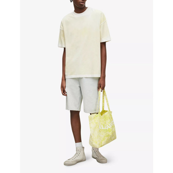 ALLSAINTS Luca Oversized Tee XL Chartreuse Organic Cotton Washed Relaxed