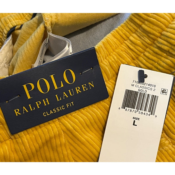 Polo Ralph Lauren 6-Inch Prepster Corduroy Shorts Gold Cotton L NWT