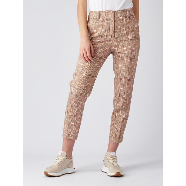 Peserico Graphic-Print Cropped Trousers Camel Butter Size 52 EU 16 US