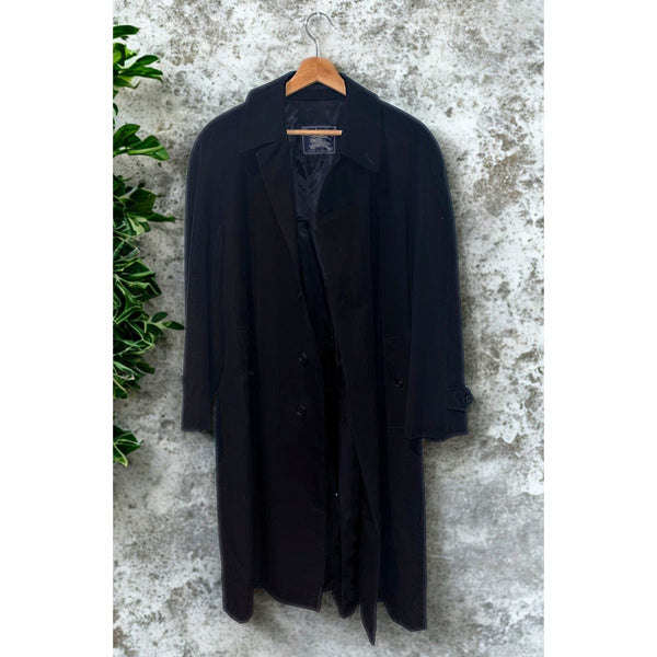 Burberrys London Burella Wool Coat Black 46R Made England Vintage Trench